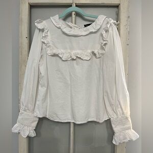 Week & (XL) white ruffle neck & sleeves, 100% cotton